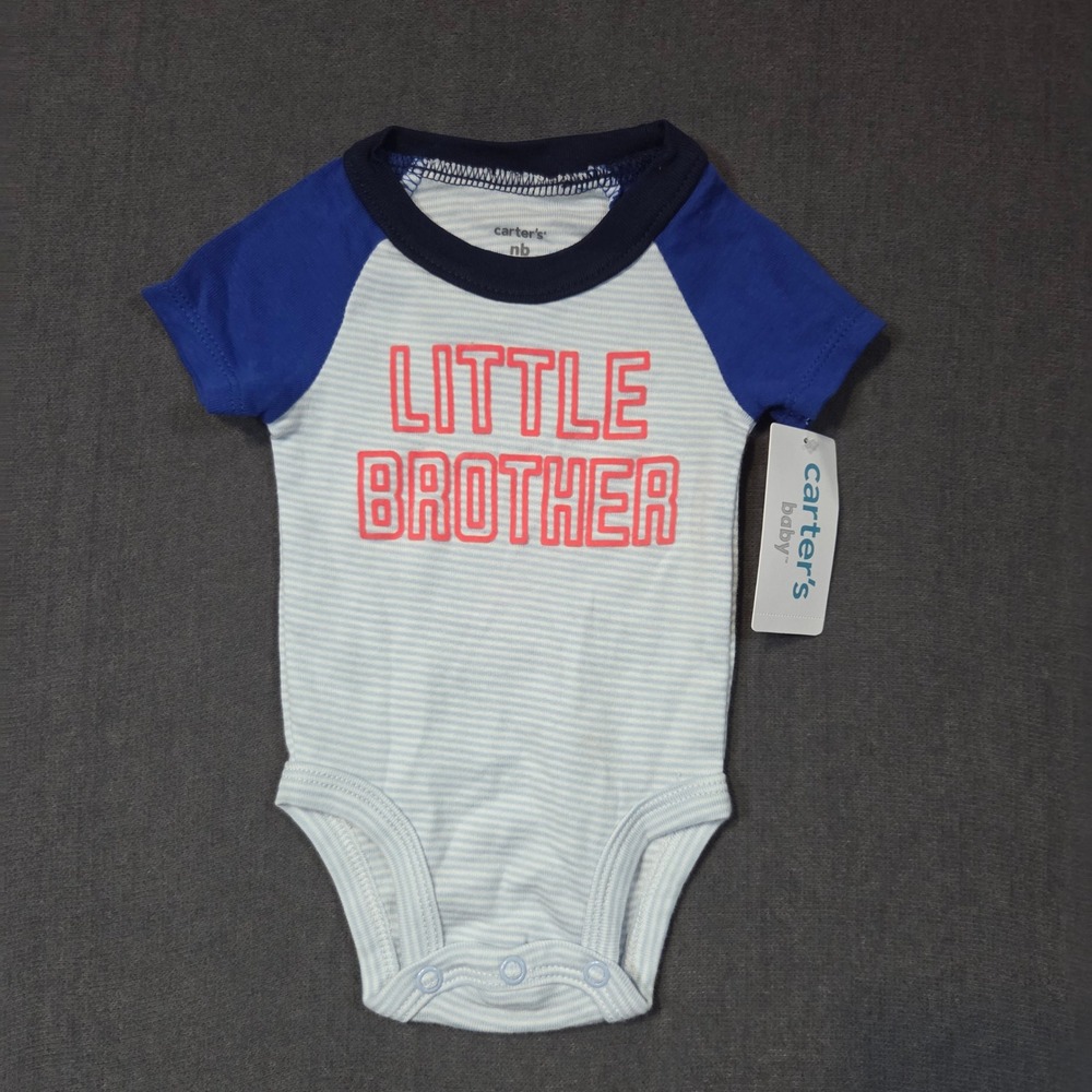 Carter's Bodysuit Baby Newborn Blue Little Brother Striped Raglan 1K475110